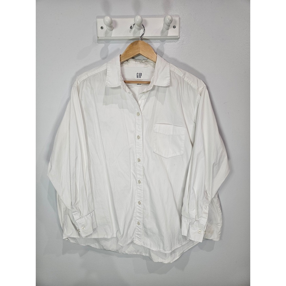 Gap The Big Shirt Womens XL White Cotton Poplin Oversized Button Down Blouse